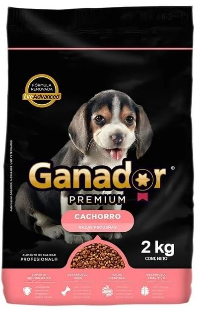 Ganador Croquetas Alimento Cachorro Razas pequeñas Premium 2 Kilos Life Advanced peroo Recien Nacido alimento de Calidad Profesional