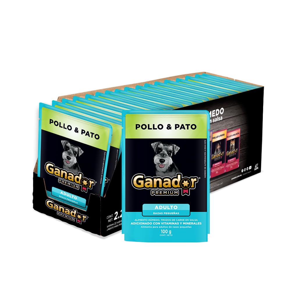 Ganador Premium Alimento Húmedo para Perro, Paquete con 22 Piezas de 100g Sabor Variado