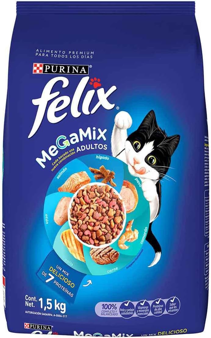 Purina Felix Dry Croquetas para Gato, Megamix, 1.5Kg