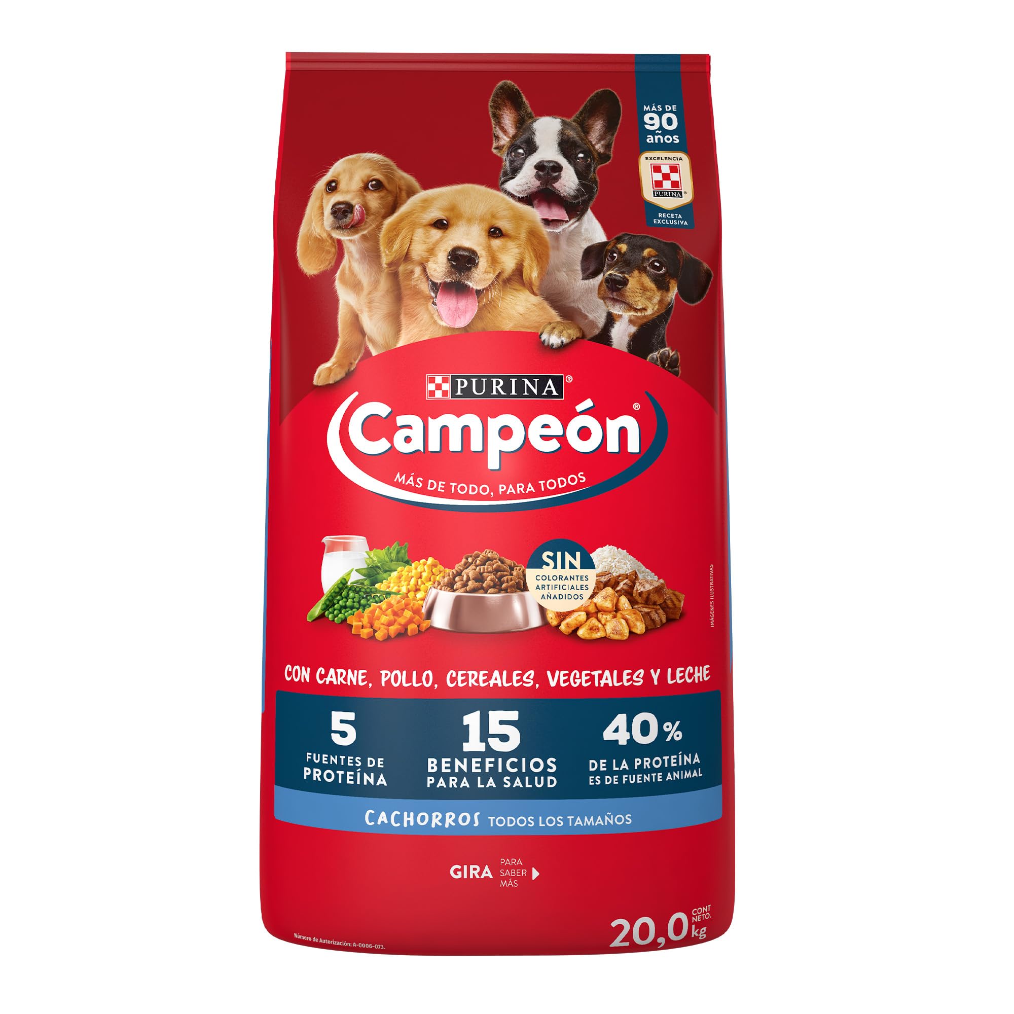 Alimento para Perro Campeón Recetas Caseras con Carnita, Leche y Cereales para Cachorro