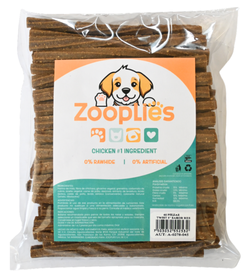 Zooplies Premios masticables sin carnaza ni Ingredientes Artificiales con una Textura Suave
