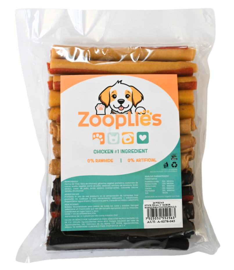 Zooplies Premios masticables sin carnaza ni Ingredientes Artificiales con una Textura Suave